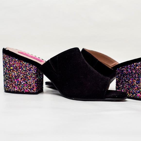 Betsey Johnson Shoes - SOLD || Betsey Johnson || Ariel Glitter Heel Mule